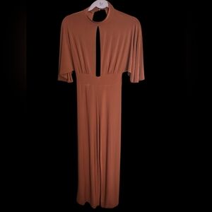 AKIRA Open Back Rust Jumpsuit